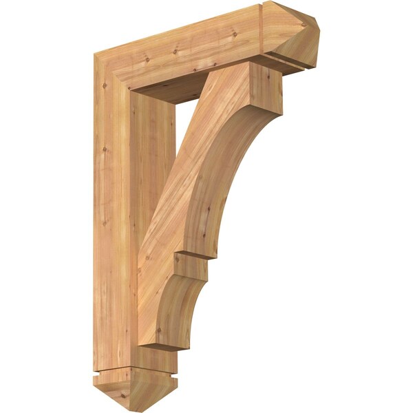 Ekena Millwork Balboa Arts and Crafts Smooth Bracket w/ Offset Brace, Western Red Cedar, 7 1/2"W x 28"D x 40"H BKT0806X28X40BOA03SWR - main